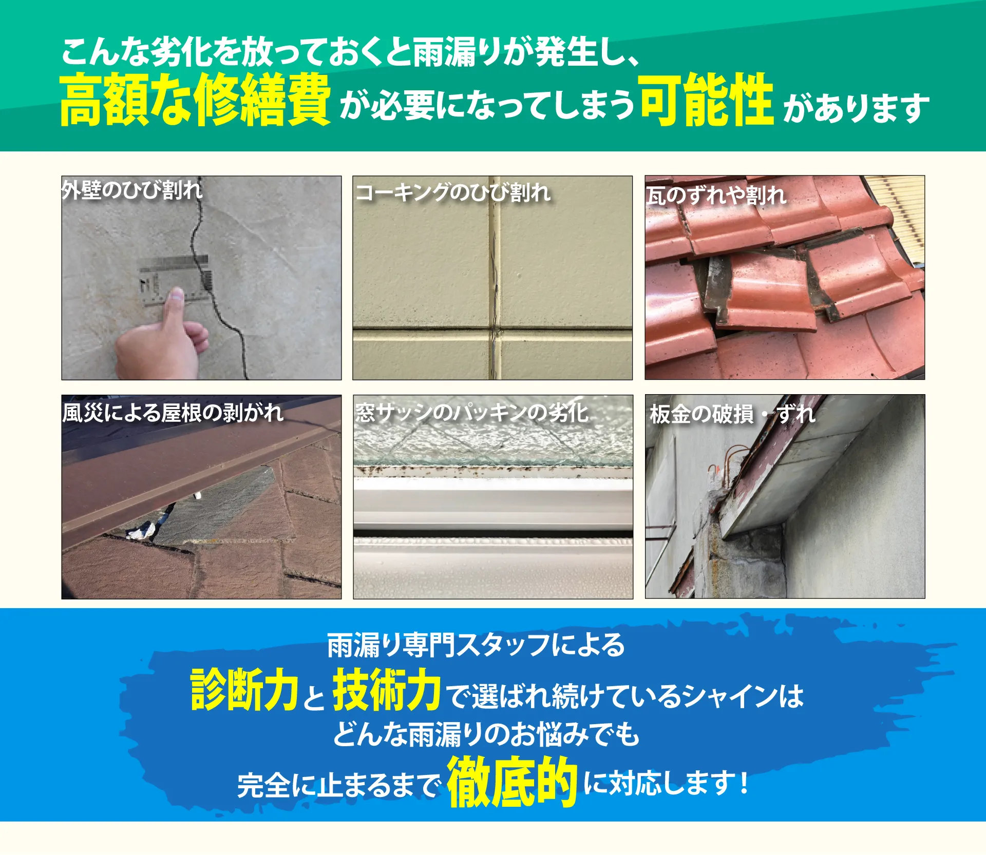 放っておくと高額な修繕費の可能性